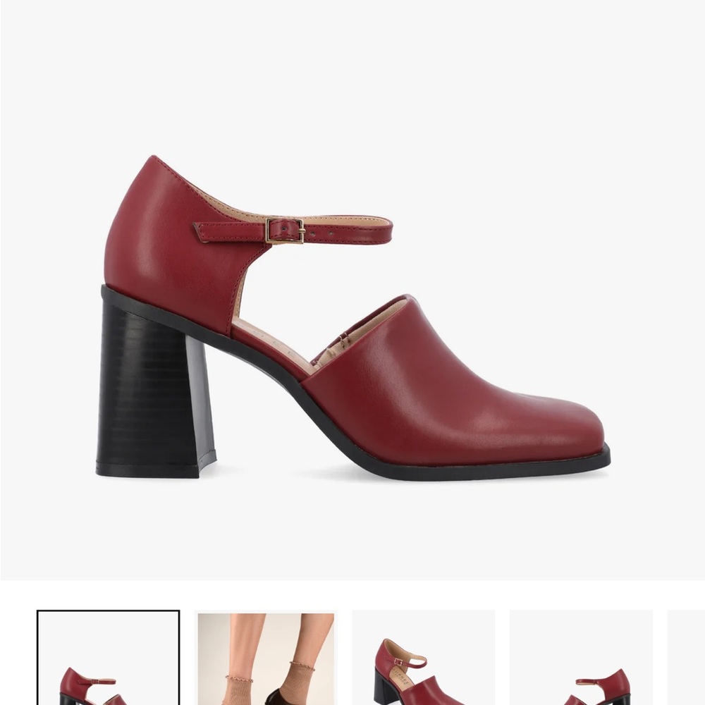 Journee Collection Burgundy Mary Jane Heels